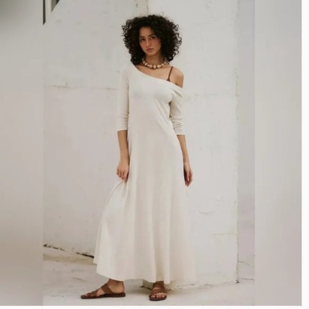 Free People Cream Carrie Midi Dress, NWT, S - Picture 2 of 13